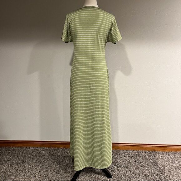LuLaRoe Maria Maxi Dress Green Gray Striped Print Size XS Extra Small - Picture 5 of 11